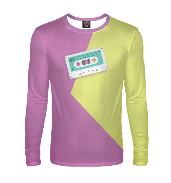 Мужской лонгслив с изображением Кассета цвета Белый