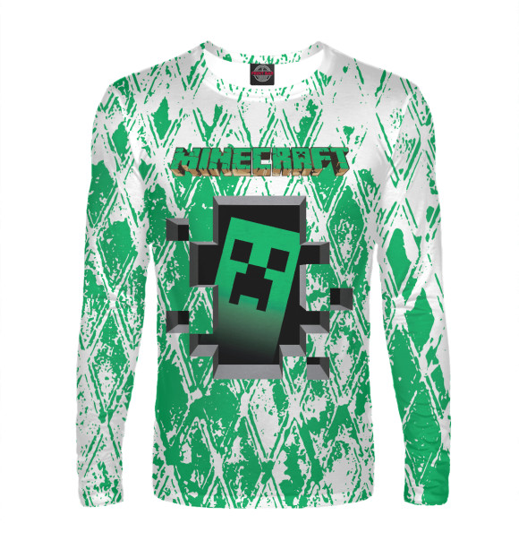 Мужской лонгслив с изображением Minecraft цвета Белый