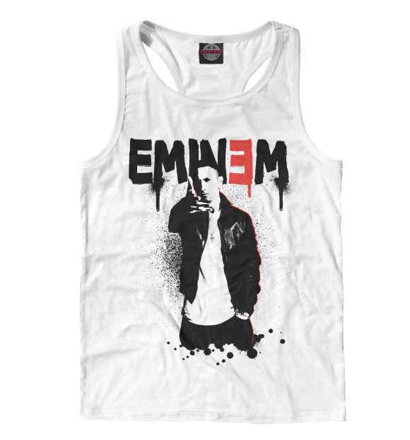Мужская майка-борцовка с изображением Eminem цвета Белый