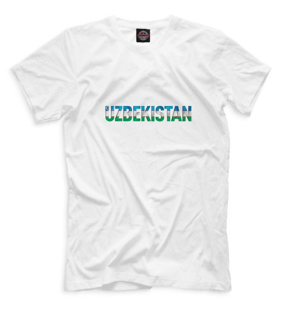 Мужская футболка с изображением Узбекистан цвета Белый