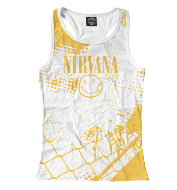 Женская майка-борцовка с изображением Nirvana (yellow) цвета Белый