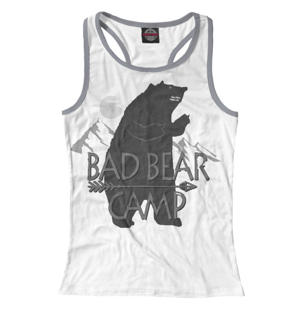 Женская майка-борцовка с изображением Bad Bear camp цвета Белый