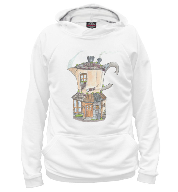Женское худи с изображением Кофейный домик цвета Белый