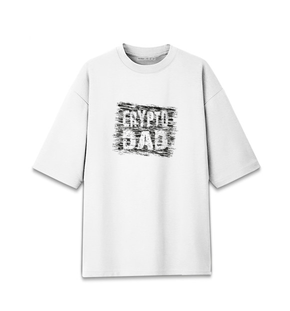Женская футболка оверсайз с притом Crypto Dad цвета Белый Женская футболка оверсайз с изображением Crypto Dad цвета Белый