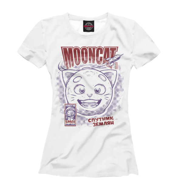 Женская футболка с изображением MoonCat цвета Белый