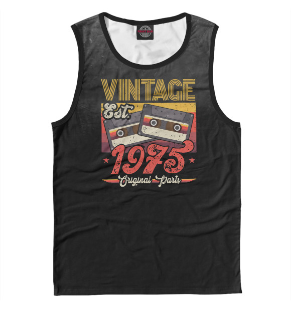 Мужская майка с изображением Vintage 1975 Original Parts цвета Белый