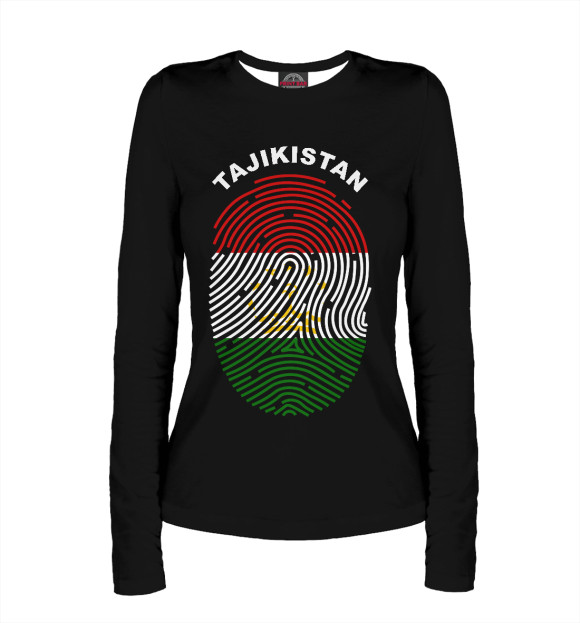Женский лонгслив с изображением Tajikistan цвета Белый