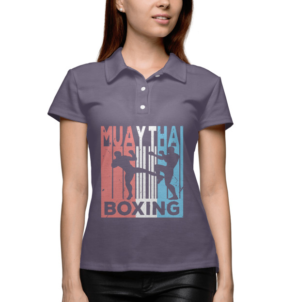 Женское поло с изображением MUAY THAI BOXING цвета Белый