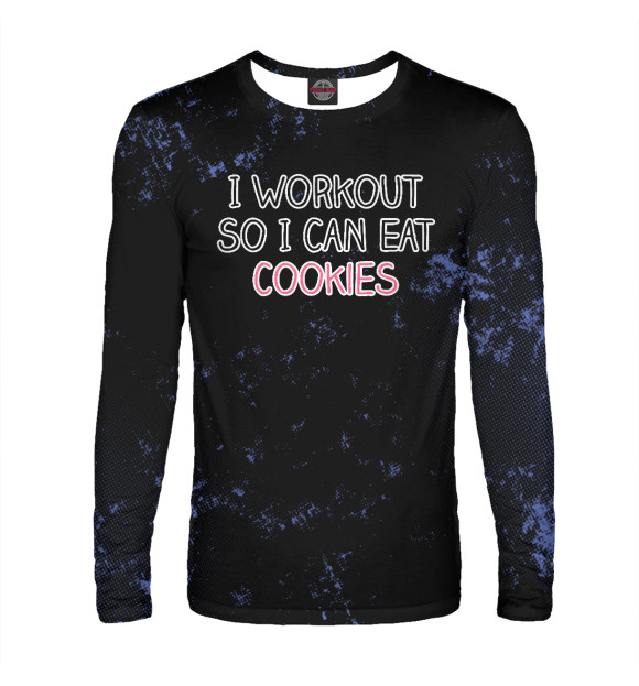 Мужской лонгслив с изображением I Workout So I Can Eat Cook цвета Белый