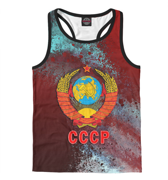 Мужская майка-борцовка с изображением СССР +ретро краски цвета Белый