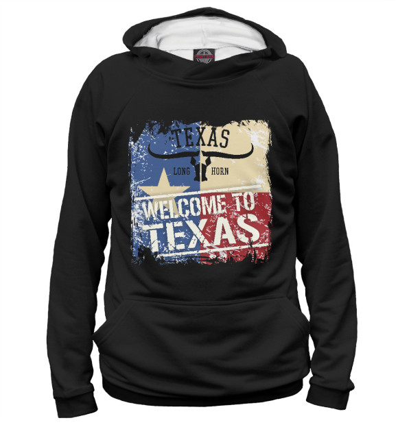 Мужское худи с изображением Texas цвета Белый
