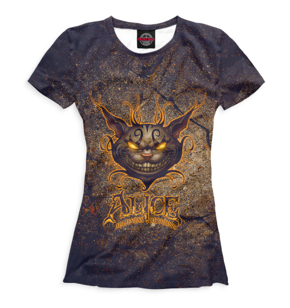 Женская футболка с изображением Cheshire Cat цвета Белый