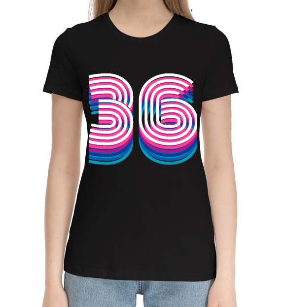 Женская хлопковая футболка с изображением 36 цвета Черный