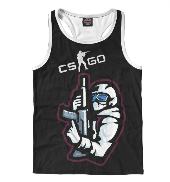 Мужская майка-борцовка с изображением СS:GO цвета Белый