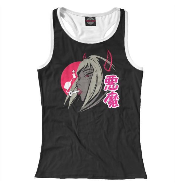 Женская майка-борцовка с изображением Девочка Демон цвета Белый