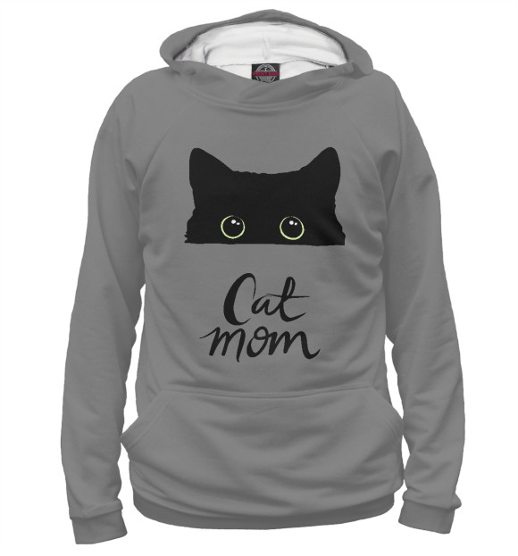 Женское худи с изображением Cat Mom цвета Белый