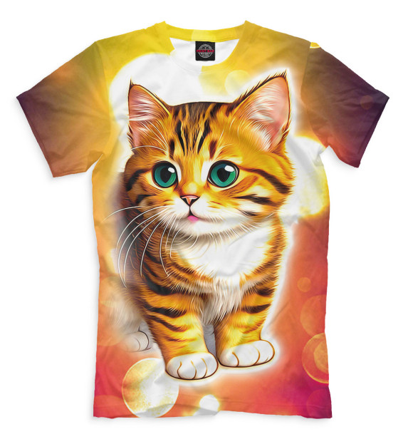 Мужская футболка с изображением Рыжий котёнок цвета Белый