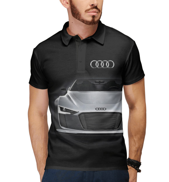 Мужское поло с изображением Audi Motorsport цвета Белый