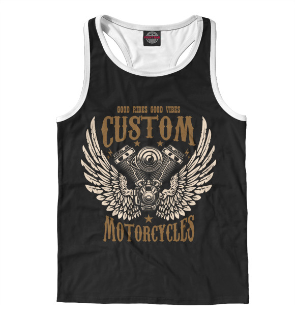 Мужская майка-борцовка с изображением Мотор цвета Белый