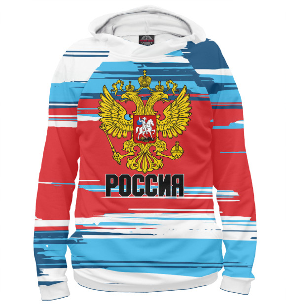 Мужское худи с изображением Россия цвета Белый