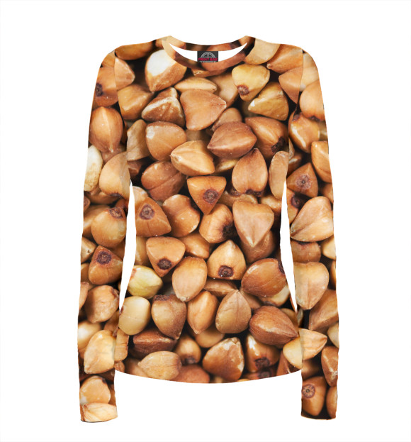 Женский лонгслив с изображением Гречка цвета Белый