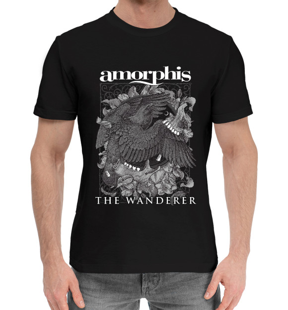 Мужская хлопковая футболка с изображением Amorphis цвета Черный