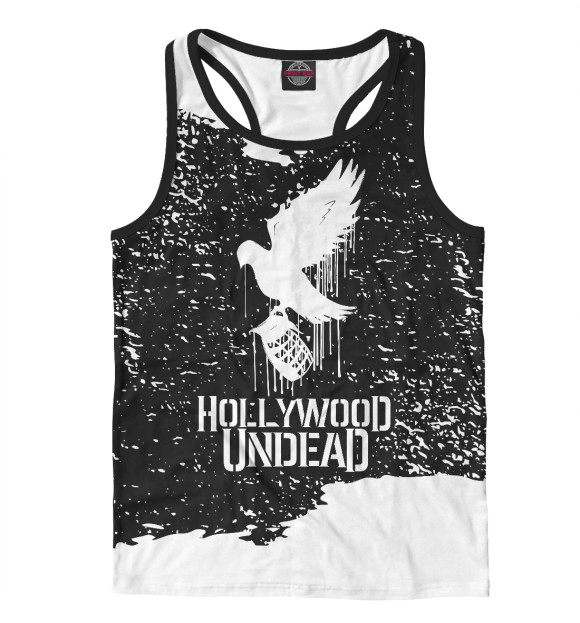 Мужская майка-борцовка с притом Hollywood Undead цвета Белый Мужская майка-борцовка с изображением Hollywood Undead цвета Белый