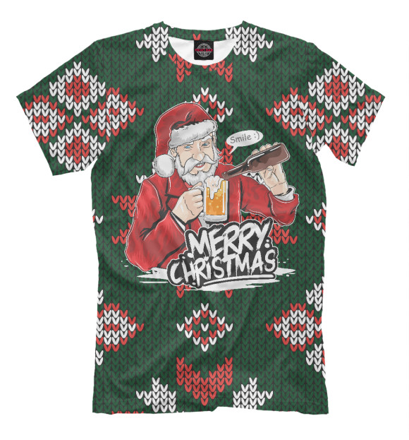 Мужская футболка с изображением Merry Christmas цвета Белый
