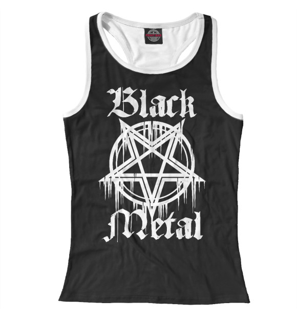 Женская майка-борцовка с притом Black metal цвета Белый Женская майка-борцовка с изображением Black metal цвета Белый