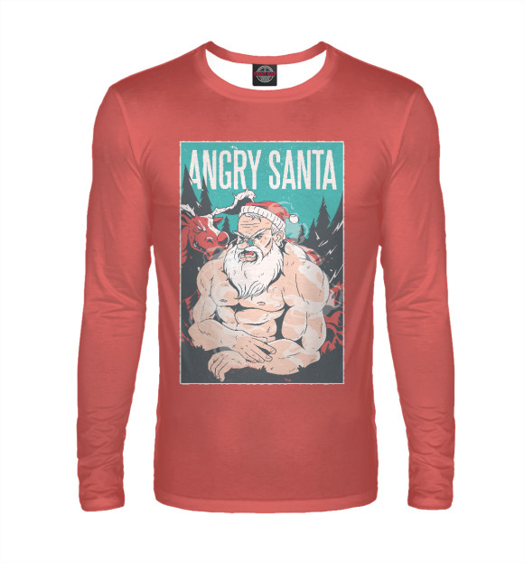 Мужской лонгслив с изображением Злой Санта цвета Белый
