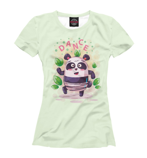 Женская футболка с изображением Панда dance цвета Белый