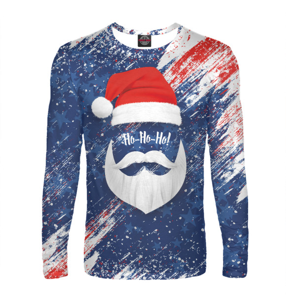 Мужской лонгслив с изображением Ho-Ho-Ho! цвета Белый