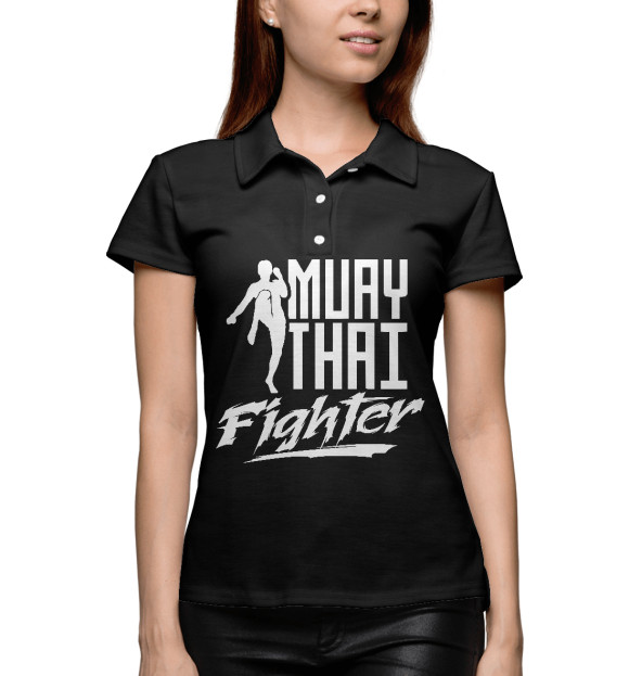 Женское поло с изображением Muay Thai Fighter цвета Белый