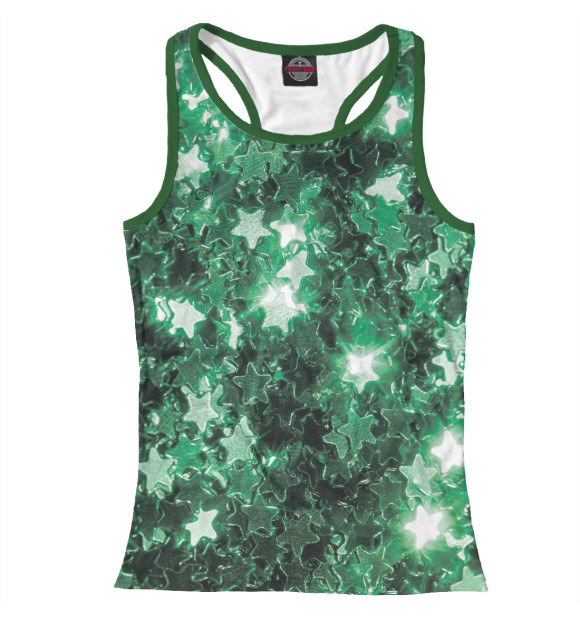 Женская майка-борцовка с изображением Зеленые звезды цвета Белый
