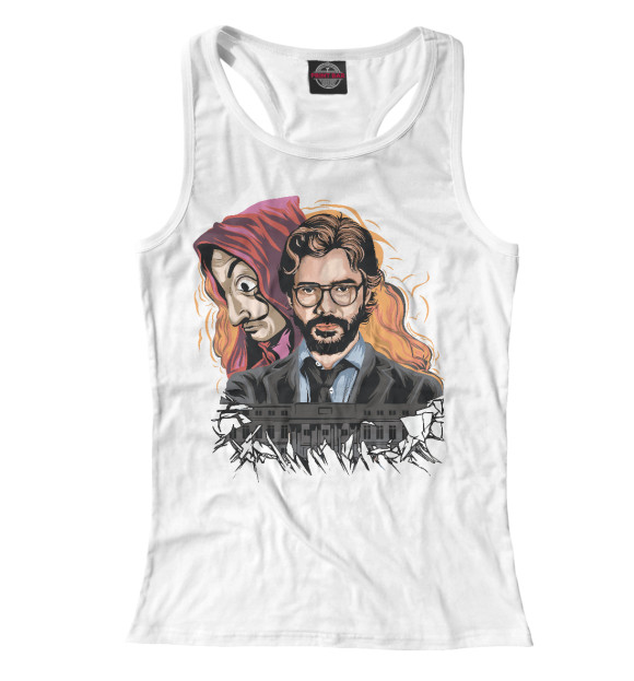 Женская майка-борцовка с изображением Бумажный дом цвета Белый