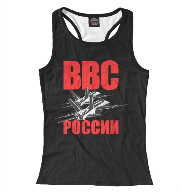 Женская майка-борцовка с изображением ВВС России цвета Белый