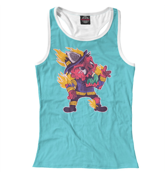 Женская майка-борцовка с изображением Зомби пожарный цвета Белый