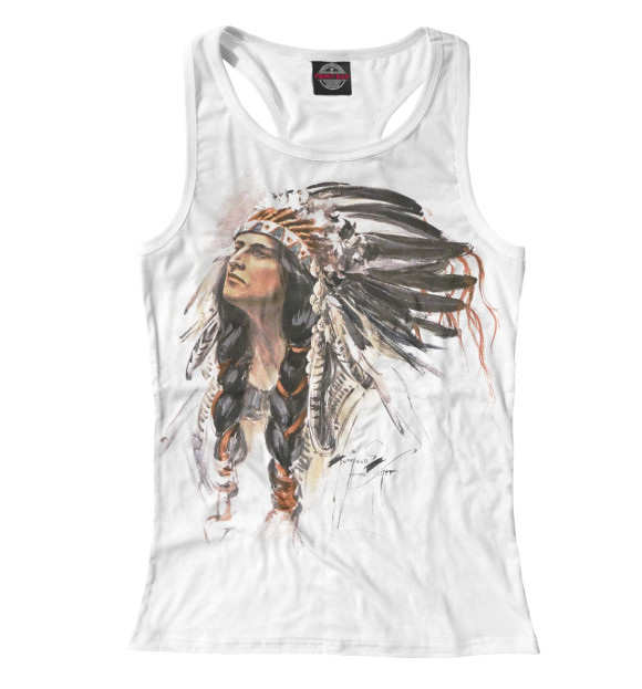 Женская майка-борцовка с изображением Вождь цвета Белый