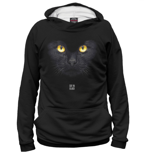 Женское худи с изображением Cat In Black цвета Белый