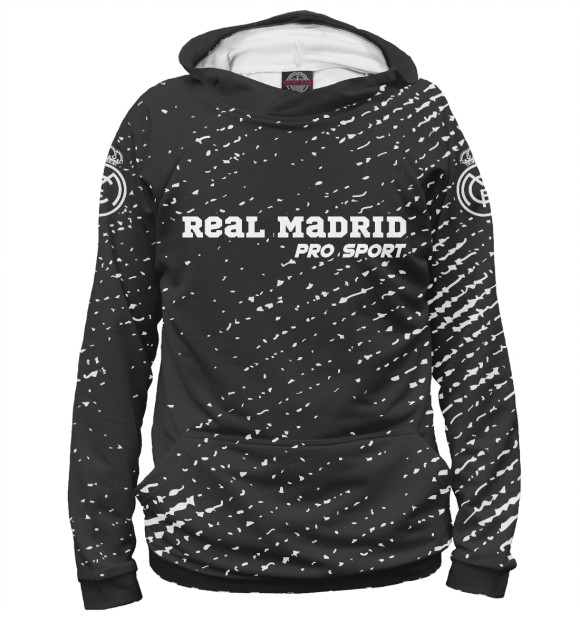 Худи для девочки с изображением Реал Мадрид - Гранж цвета Белый