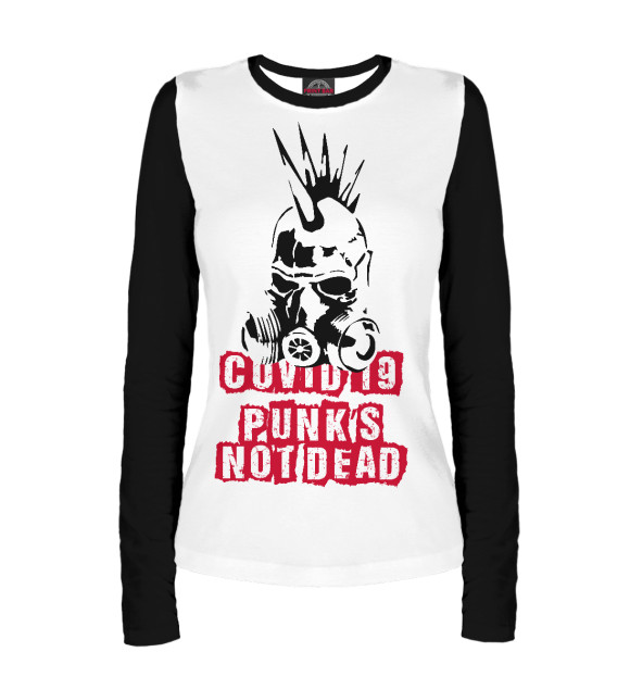 Женский лонгслив с изображением Punk's not dead цвета Белый