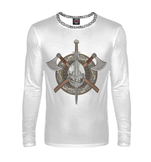Мужской лонгслив с изображением Варвар цвета Белый