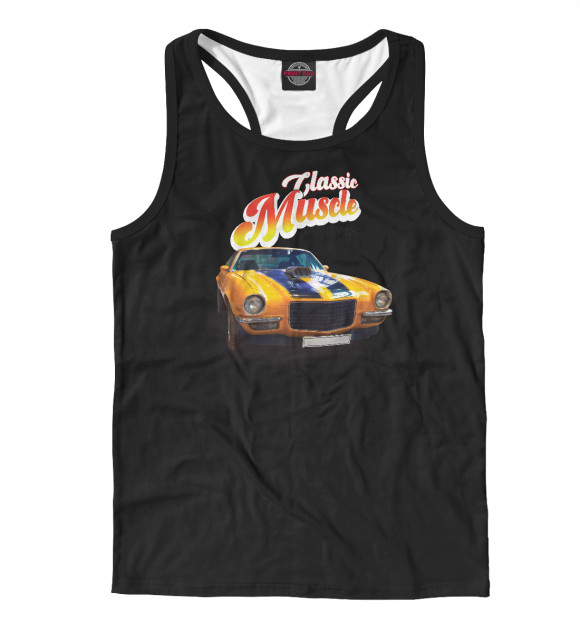 Мужская майка-борцовка с изображением Маслкар Chevrolet Camaro на цвета Белый