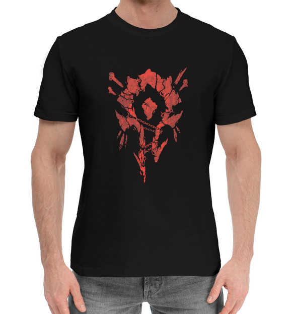 Мужская хлопковая футболка с изображением World of Warcraft цвета Черный