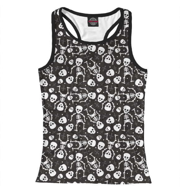 Женская майка-борцовка с изображением Скелеты цвета Белый