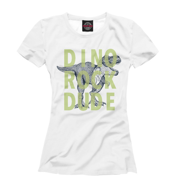 Футболка для девочек с изображением Dino rock dude цвета Белый
