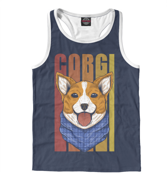 Мужская майка-борцовка с изображением CORGI цвета Белый