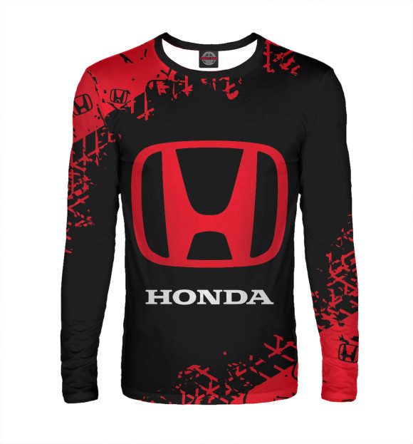 Мужской лонгслив с изображением Honda / Хонда цвета Белый