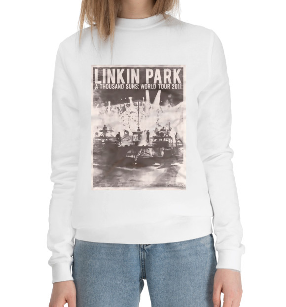 Женский хлопковый свитшот с изображением Linkin Park цвета Белый