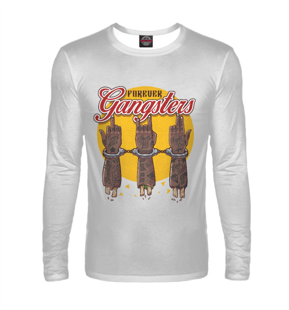 Мужской лонгслив с изображением Gangsters цвета Белый
